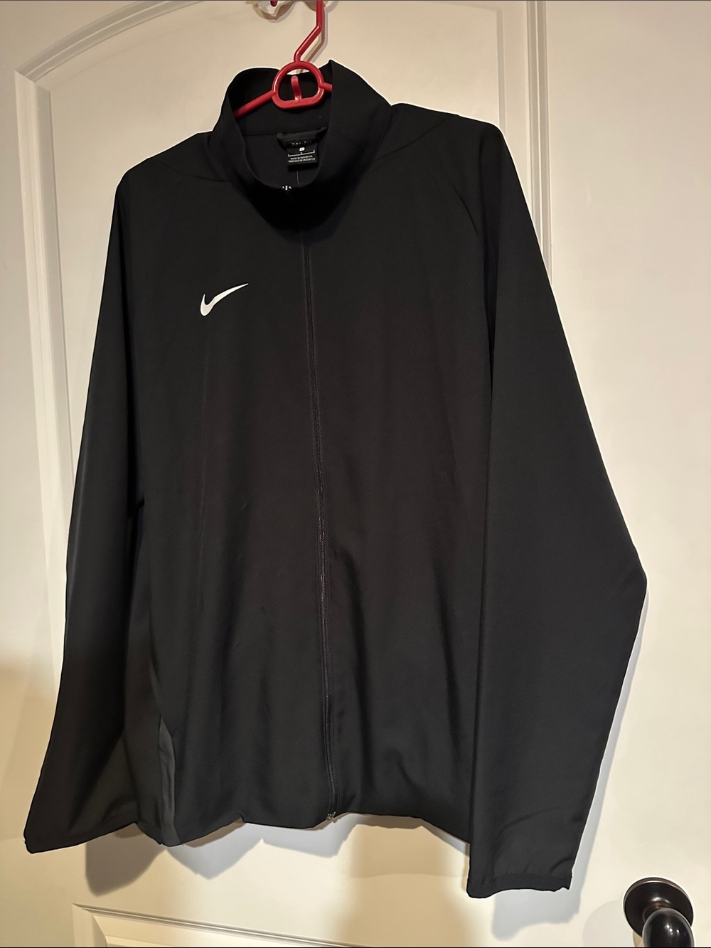Nike Men's Dri-Fit  Black Full-Zip Athletic Performance Jacket with White Swoosh